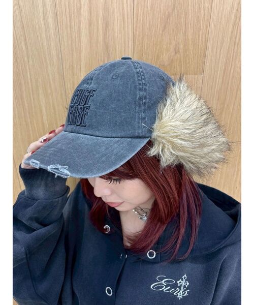EVRIS(エヴリス)の「フェイクファードッキングフライトキャップ(キャップ・レディース・ブラック・FREE)」の18枚目の写真
