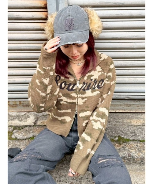 EVRIS(エヴリス)の「フェイクファードッキングフライトキャップ(キャップ・レディース・ブラック・FREE)」の2枚目の写真