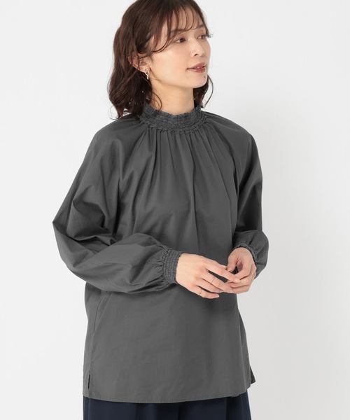 studio CLIP(スタディオクリップ)の「襟シャーリングレースブラウス(シャツ/ブラウス・レディース・チャコール/ライトグレー/オフホワイト・FREE)」の1枚目の写真