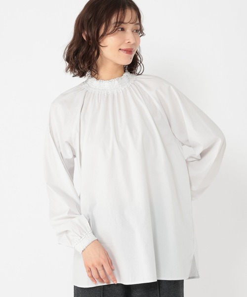 studio CLIP(スタディオクリップ)の「襟シャーリングレースブラウス(シャツ/ブラウス・レディース・チャコール/ライトグレー/オフホワイト・FREE)」の8枚目の写真