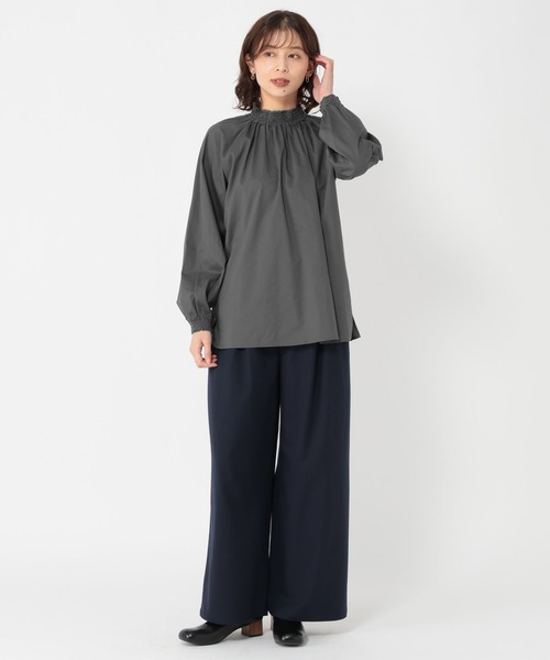 studio CLIP(スタディオクリップ)の「襟シャーリングレースブラウス(シャツ/ブラウス・レディース・チャコール/ライトグレー/オフホワイト・FREE)」の15枚目の写真