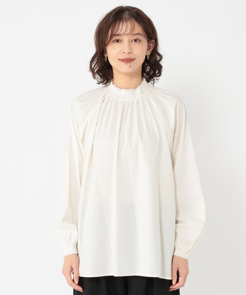 studio CLIP(スタディオクリップ)の「襟シャーリングレースブラウス(シャツ/ブラウス・レディース・チャコール/ライトグレー/オフホワイト・FREE)」の16枚目の写真