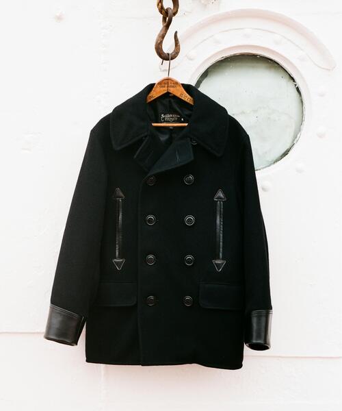 Schott(ショット)の「Schott/ショット/787US LEATHER COMB. PEA JACKET/レザーコンビ ピーコート(ピーコート・メンズ・ネイビー・38/40/42/44/36)」の1枚目の写真