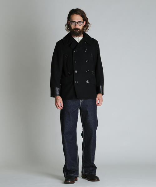 schott（ショット）の「Schott/ショット/787US LEATHER COMB. PEA JACKET/レザーコンビ ピーコート（ピーコート・メンズ・ネイビー・38/40/42/44/36）」の20枚目の写真