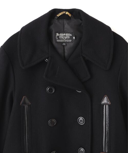 Schott(ショット)の「Schott/ショット/787US LEATHER COMB. PEA JACKET/レザーコンビ ピーコート(ピーコート・メンズ・ネイビー・38/40/42/44/36)」の9枚目の写真