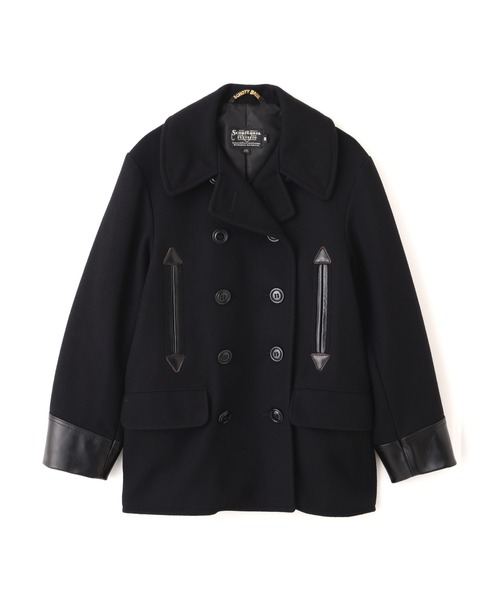 schott（ショット）の「Schott/ショット/787US LEATHER COMB. PEA JACKET/レザーコンビ ピーコート（ピーコート・メンズ・ネイビー・38/40/42/44/36）」の7枚目の写真