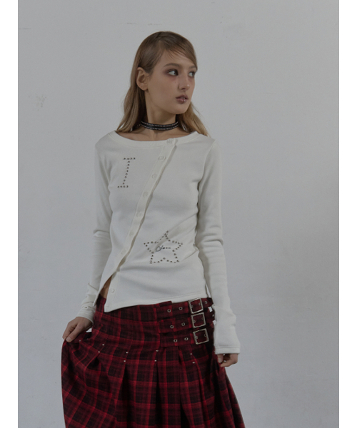SETUP-EXE（セットアップイーエックスイー）の「STAR BUTTON TOP / WHITE（Tシャツ/カットソー・レディース・その他・OS）」の2枚目の写真