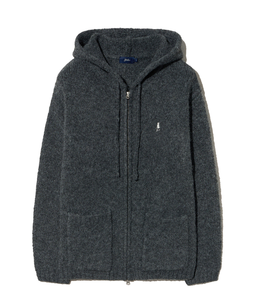 YALE(イェール)の「ヘアリーニットフードジップアップ_チャコール(ニット/セーター・レディース・その他・SMALL/MEDIUM/LARGE/X-LARGE)」の2枚目の写真