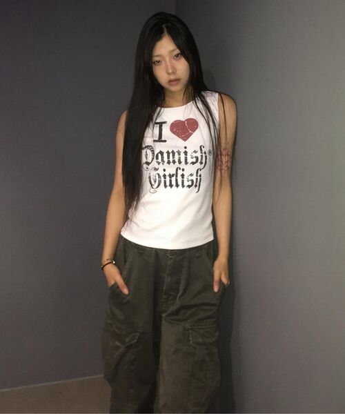 DAMISH(ダミシュ)の「ガーリークラックハートタンクトップ_ブラック(Tシャツ/カットソー・レディース・ブラック・FREE)」の9枚目の写真