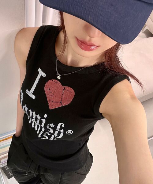 DAMISH(ダミシュ)の「ガーリークラックハートタンクトップ_ブラック(Tシャツ/カットソー・レディース・ブラック・FREE)」の7枚目の写真