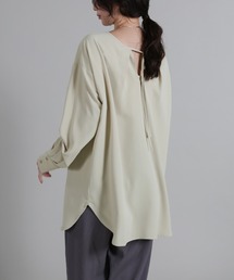 【Et】Tuck Ribbon Key Neck Blouse