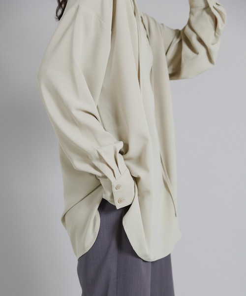 select MOCA Et(セレクトモカエト)の「【Et】Tuck Ribbon Key Neck Blouse(シャツ/ブラウス・レディース・ブラック/ベージュ・FREE)」の11枚目の写真