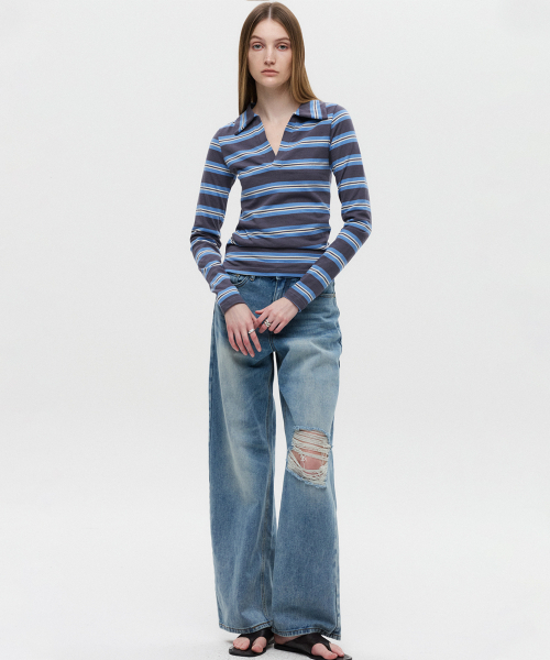 DNSR WOMEN（ディーエヌエスアールウーマン）の「ポロクロップTシャツチャコール（ポロシャツ・レディース・その他・OS）」の2枚目の写真