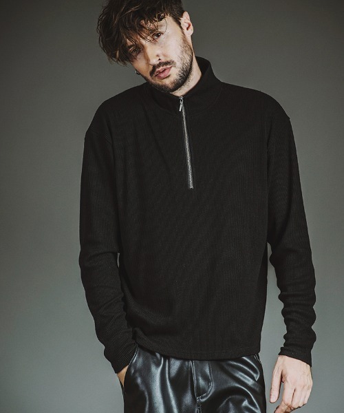NO ID.(ノーアイディ)の「mlt5524-テレコハーフZIP-BIG-PO プルオーバー(857006-383T)(Tシャツ/カットソー・メンズ・ホワイト/グレー/ブラック・2/1)」の5枚目の写真