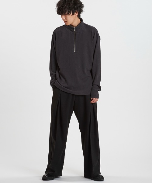 NO ID.(ノーアイディ)の「mlt5524-テレコハーフZIP-BIG-PO プルオーバー(857006-383T)(Tシャツ/カットソー・メンズ・ホワイト/グレー/ブラック・2/1)」の12枚目の写真