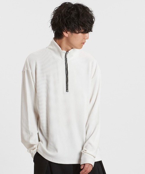 NO ID.(ノーアイディ)の「mlt5524-テレコハーフZIP-BIG-PO プルオーバー(857006-383T)(Tシャツ/カットソー・メンズ・ホワイト/グレー/ブラック・2/1)」の19枚目の写真