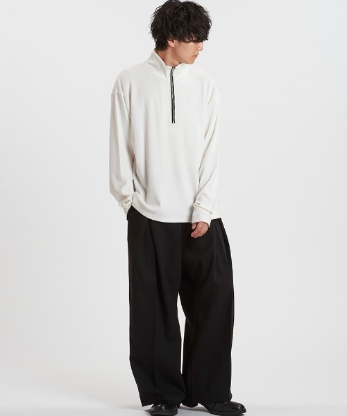 NO ID.(ノーアイディ)の「mlt5524-テレコハーフZIP-BIG-PO プルオーバー(857006-383T)(Tシャツ/カットソー・メンズ・ホワイト/グレー/ブラック・2/1)」の20枚目の写真