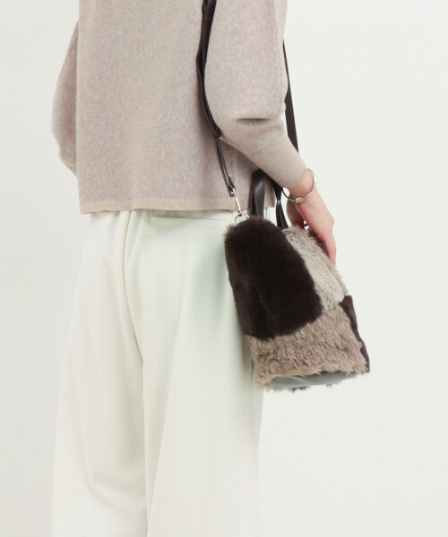 MICO COULIER（ミコクリエ）の「パッチワークファートートバッグ（トートバッグ・レディース・ブラウン系その他/グレー系その他・FREE）」の5枚目の写真