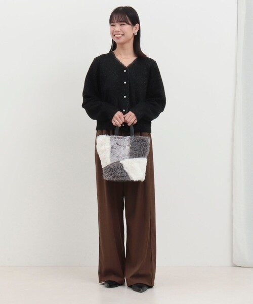 MICO COULIER（ミコクリエ）の「パッチワークファートートバッグ（トートバッグ・レディース・ブラウン系その他/グレー系その他・FREE）」の6枚目の写真