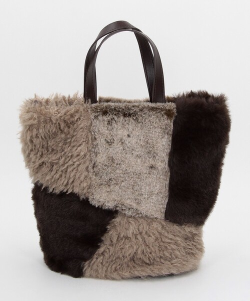 MICO COULIER（ミコクリエ）の「パッチワークファートートバッグ（トートバッグ・レディース・ブラウン系その他/グレー系その他・FREE）」の9枚目の写真