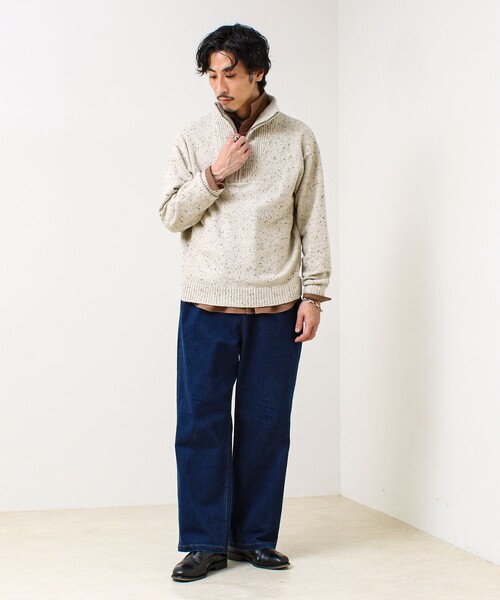 GLOSTER（グロスター）の「【冬の大人レイヤードに】ネップハーフジッププルオーバー（ニット/セーター・メンズ・ネイビー/オフホワイト/チャコールグレー・L/S/M）」の4枚目の写真