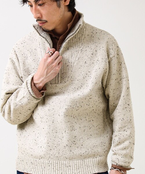GLOSTER（グロスター）の「【冬の大人レイヤードに】ネップハーフジッププルオーバー（ニット/セーター・メンズ・ネイビー/オフホワイト/チャコールグレー・L/S/M）」の6枚目の写真