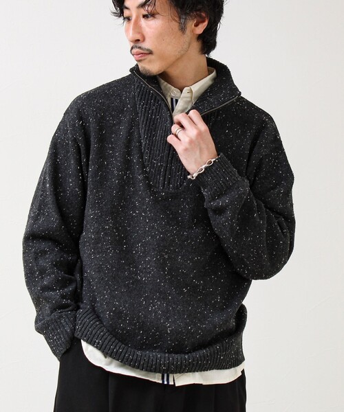 GLOSTER（グロスター）の「【冬の大人レイヤードに】ネップハーフジッププルオーバー（ニット/セーター・メンズ・ネイビー/オフホワイト/チャコールグレー・L/S/M）」の14枚目の写真