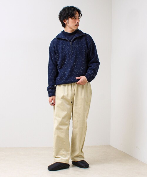 セール】【冬の大人レイヤードに】ネップハーフジッププルオーバー