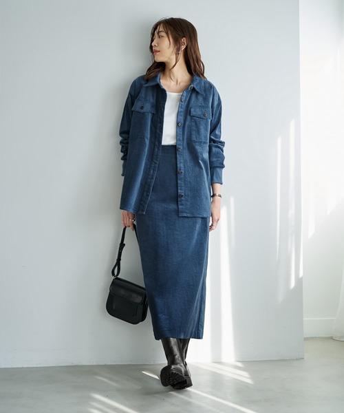 STYLE DELI(スタイルデリ)の「【セットアップ対応】コーデュロイストレートスカート(スカート・レディース・アイボリー/ブルー/グリーン・FREE)」の11枚目の写真