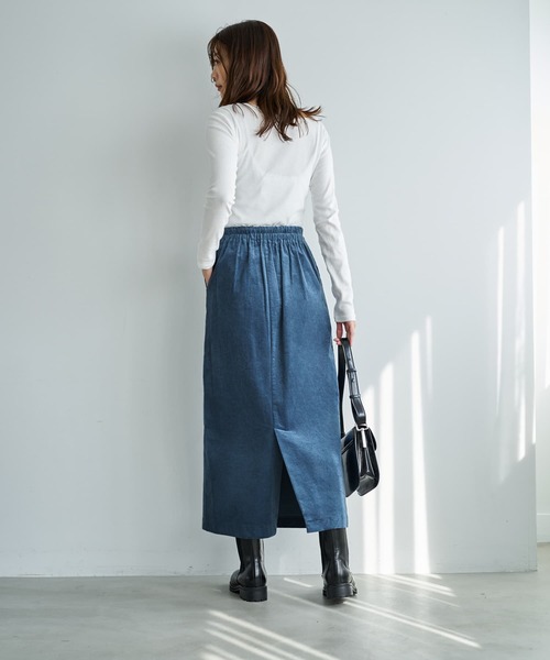 STYLE DELI(スタイルデリ)の「【セットアップ対応】コーデュロイストレートスカート(スカート・レディース・アイボリー/ブルー/グリーン・FREE)」の14枚目の写真