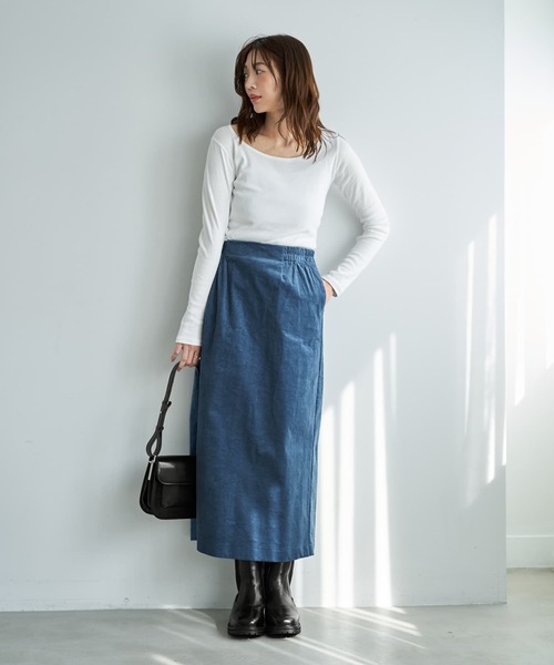 STYLE DELI(スタイルデリ)の「【セットアップ対応】コーデュロイストレートスカート(スカート・レディース・アイボリー/ブルー/グリーン・FREE)」の15枚目の写真