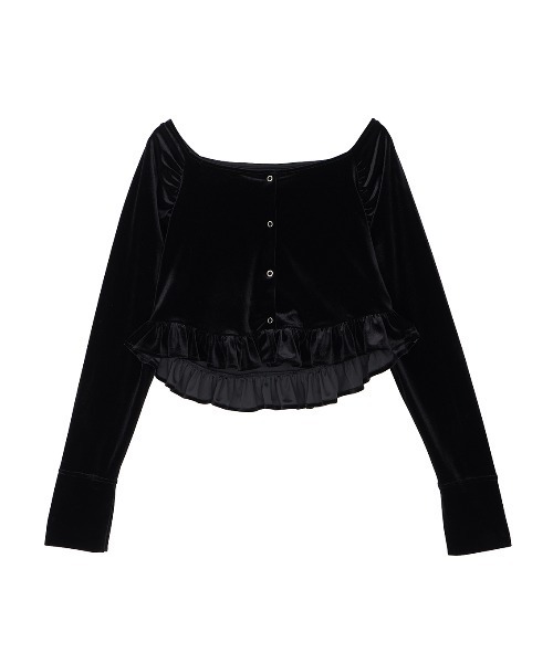 Ameri（アメリ）の「UND OFF SHOULDER VELOUR CARDIGAN SET DRE（ドレス・レディース・ブラック/ミント・MEDIUM/SMALL）」の15枚目の写真