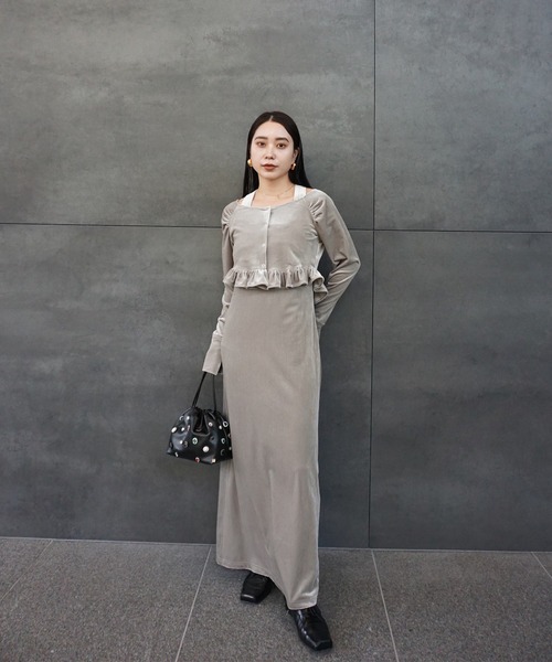 UND OFF SHOULDER VELOUR CARDIGAN SET DRE（ワンピース）｜Ameri