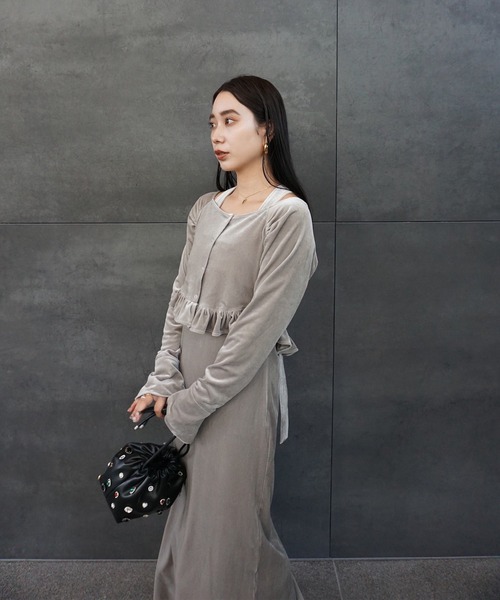 UND OFF SHOULDER VELOUR CARDIGAN SET DRE（ワンピース）｜Ameri