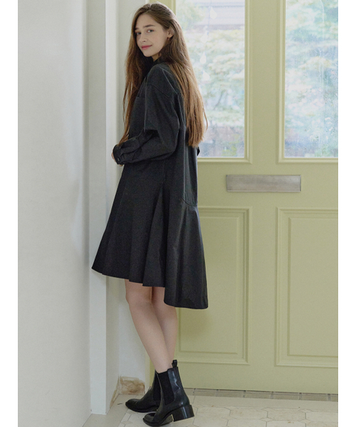 AVANT-G(アバン)の「Shirt Flare Midi Dress - BLACK(ワンピース・レディース・その他・FREE)」の4枚目の写真