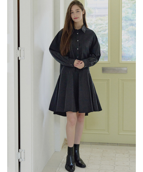 AVANT-G(アバン)の「Shirt Flare Midi Dress - BLACK(ワンピース・レディース・その他・FREE)」の6枚目の写真