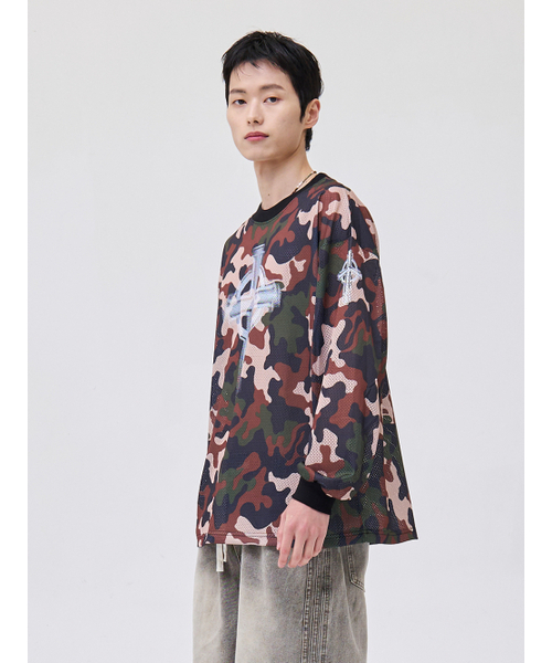 AKECII(アケシ)の「クロスメッシュジャージロングスリーブ-カモ(Tシャツ/カットソー・メンズ・その他・MEDIUM/LARGE)」の2枚目の写真