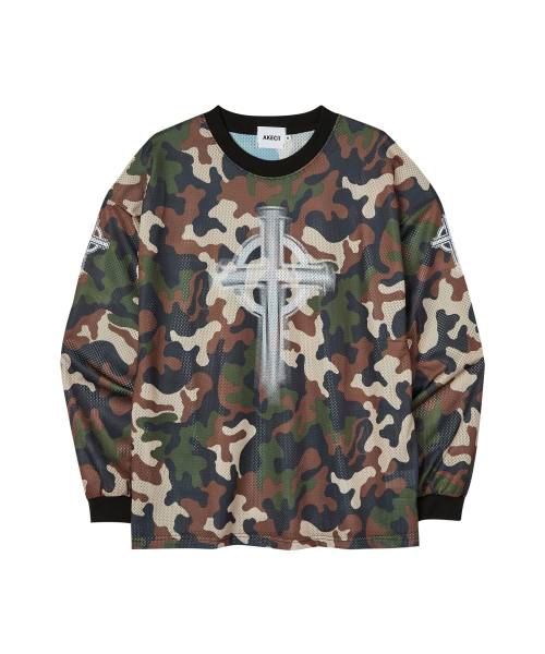 AKECII(アケシ)の「クロスメッシュジャージロングスリーブ-カモ(Tシャツ/カットソー・メンズ・その他・MEDIUM/LARGE)」の6枚目の写真