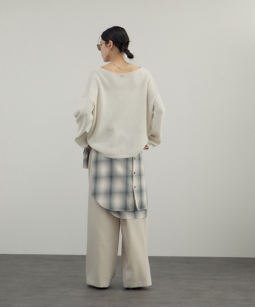 SALON adam et rope'（サロン アダム エ ロペ）の「ペーパーヤーンプルオーバー（ニット/セーター・レディース・ブラック/グリーン系その他/オフホワイト・FREE）」の12枚目の写真