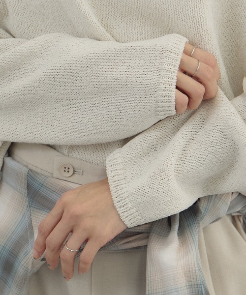 SALON adam et rope'（サロン アダム エ ロペ）の「ペーパーヤーンプルオーバー（ニット/セーター・レディース・ブラック/グリーン系その他/オフホワイト・FREE）」の15枚目の写真