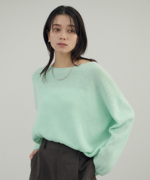 SALON adam et rope'（サロン アダム エ ロペ）の「ペーパーヤーンプルオーバー（ニット/セーター・レディース・ブラック/グリーン系その他/オフホワイト・FREE）」の17枚目の写真