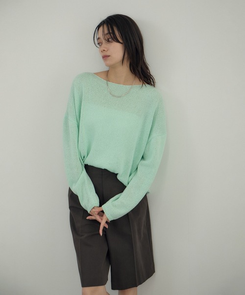 SALON adam et rope'（サロン アダム エ ロペ）の「ペーパーヤーンプルオーバー（ニット/セーター・レディース・ブラック/グリーン系その他/オフホワイト・FREE）」の18枚目の写真