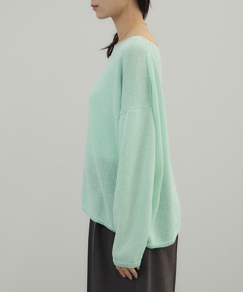 SALON adam et rope'（サロン アダム エ ロペ）の「ペーパーヤーンプルオーバー（ニット/セーター・レディース・ブラック/グリーン系その他/オフホワイト・FREE）」の21枚目の写真