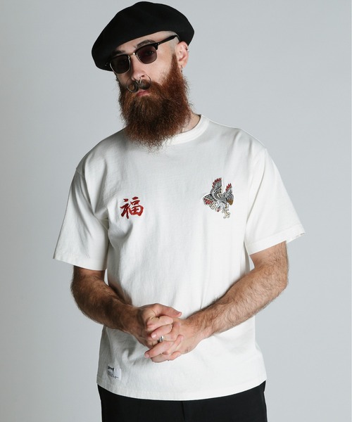 schott（ショット）の「Schott/ショット/BATTLE ROYALE EMB. T-SHIRT/バトル ロワイヤル 刺繍 Ｔシャツ（Tシャツ/カットソー・メンズ・ブラック/ホワイト/ベージュ・M/L/XL/2XL）」の12枚目の写真