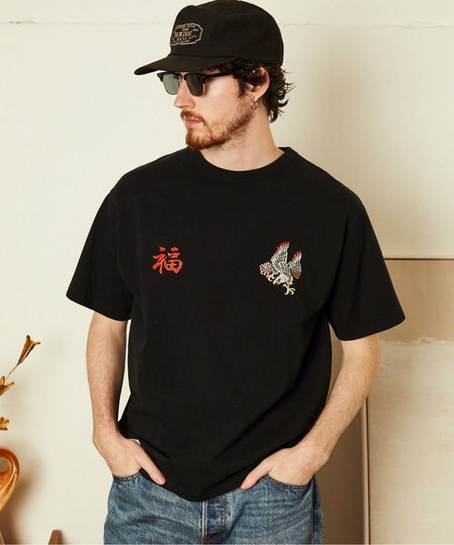 schott（ショット）の「Schott/ショット/BATTLE ROYALE EMB. T-SHIRT/バトル ロワイヤル 刺繍 Ｔシャツ（Tシャツ/カットソー・メンズ・ブラック/ホワイト/ベージュ・M/L/XL/2XL）」の8枚目の写真