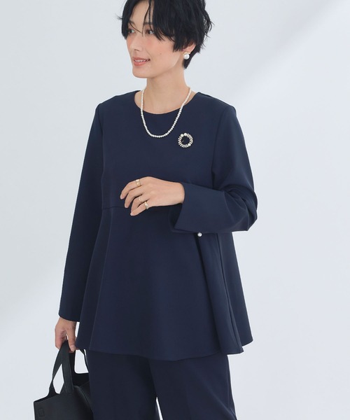 CROSS FUNCTION（クロスファンクション）の「《洗える・シワになりにくい》2点セット 正解 ペプラムブラウス&ワイドパンツ　5サイズ展開【CROSS FUNCTION/クロスファンクション】（スーツセット・レディース・ネイビー/ブラック/ライトベージュ・7号/9号/11号/13号/15号）」の21枚目の写真