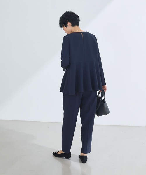 CROSS FUNCTION（クロスファンクション）の「《洗える・シワになりにくい》2点セット 正解 ペプラムブラウス&ワイドパンツ　5サイズ展開【CROSS FUNCTION/クロスファンクション】（スーツセット・レディース・ネイビー/ブラック/ライトベージュ・7号/9号/11号/13号/15号）」の16枚目の写真