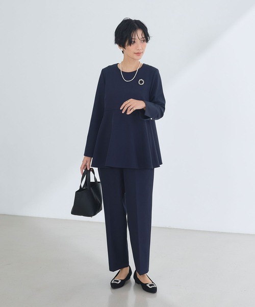CROSS FUNCTION（クロスファンクション）の「《洗える・シワになりにくい》2点セット 正解 ペプラムブラウス&ワイドパンツ　5サイズ展開【CROSS FUNCTION/クロスファンクション】（スーツセット・レディース・ネイビー/ブラック/ライトベージュ・7号/9号/11号/13号/15号）」の18枚目の写真