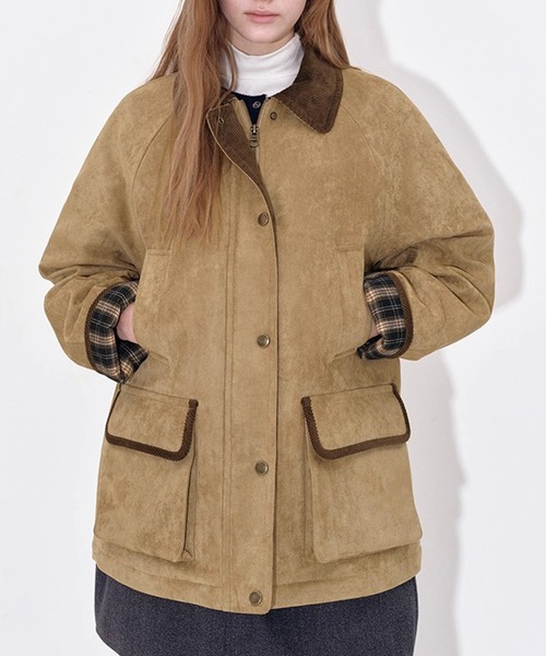 Fano Studios（ファノ ストゥディオズ）の「コーデュロイディティール フェイクスエードジャケット FD25M017【Fano Studios】【2025AW】（ミリタリージャケット・レディース・ベージュ・L/M/S）」の4枚目の写真