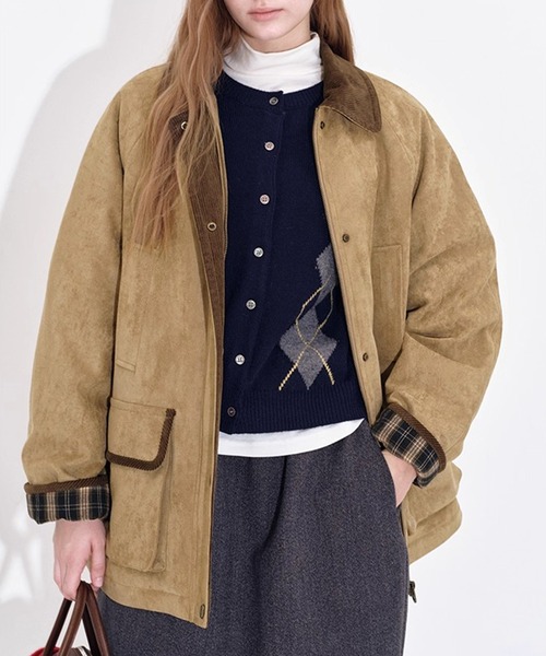 Fano Studios（ファノ ストゥディオズ）の「コーデュロイディティール フェイクスエードジャケット FD25M017【Fano Studios】【2025AW】（ミリタリージャケット・レディース・ベージュ・L/M/S）」の7枚目の写真